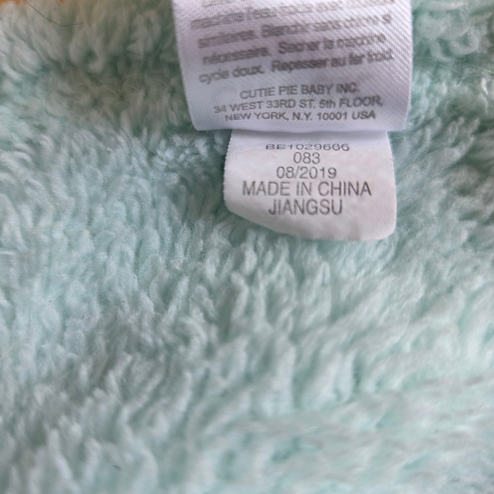 Chick Pea Mint Green White Bunny Rabbit Pink Bow Lovey Security Blanket 13 inch - Picture 8 of 11